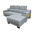 Soft Easy Clean Fabric L Shape Sofa with 2 Slide Out and Horses - 6063